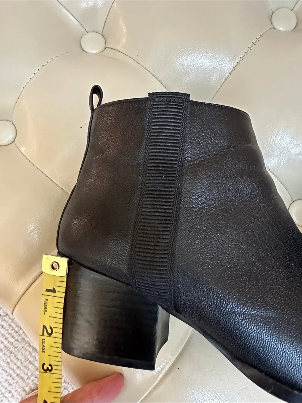 Paolo Black Leather Ankle Booties, Block heel
